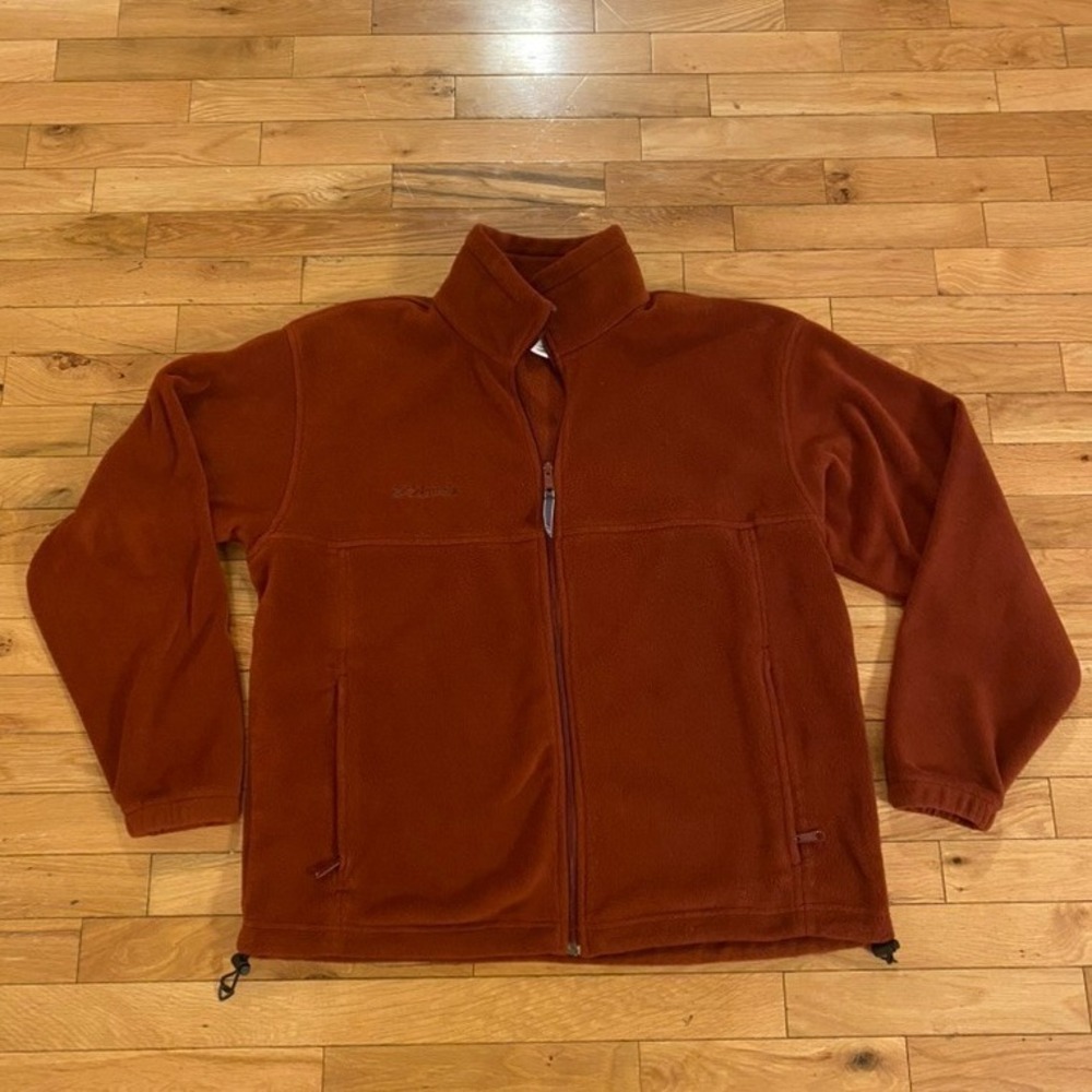 Columbia Fleece Jacket Full Zip Rust Orange Men's Size Large Outdoor Casual Warm